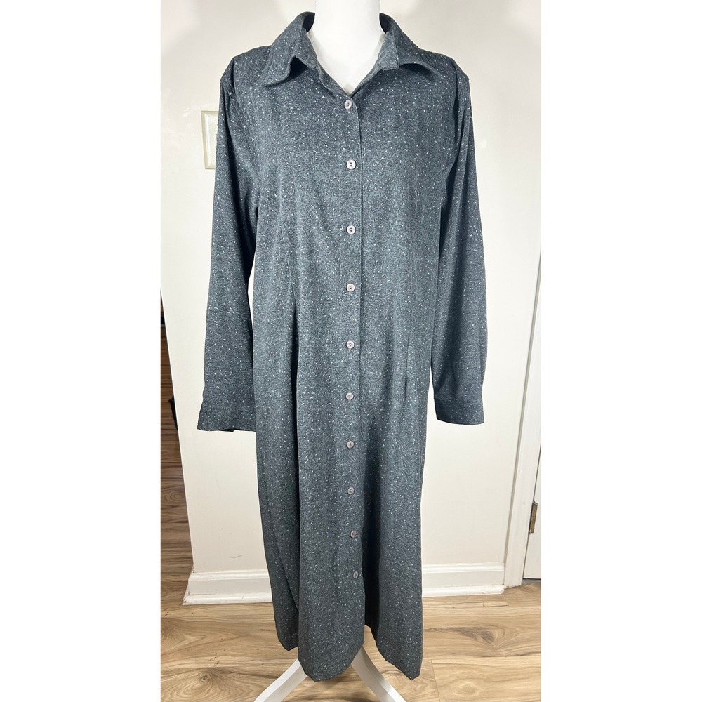 VTG ERIKA STUDIO Jumper Overall Maxi Dress Charcoal‎ Speckled Modest Cottagecore